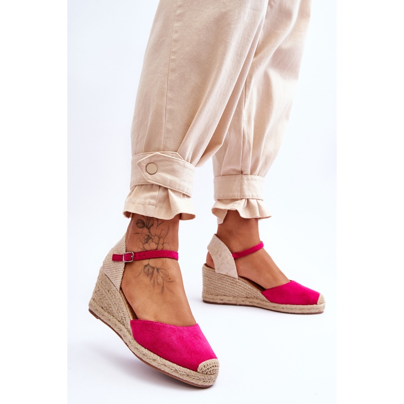 Fukszia Cammer Suede Espadrilles Wedge szandál rózsaszín 2 Fukszia Cammer Suede Espadrilles Wedge szandál rózsaszín 2