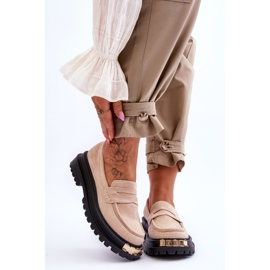 Klasszikus velúr cipők bézs Monaro díszítéssel 1