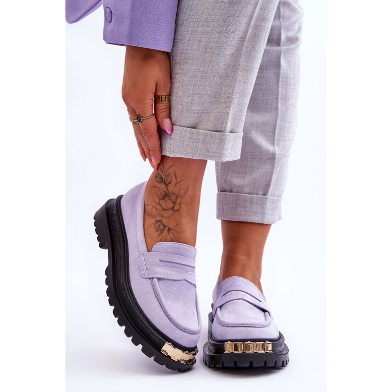 FJ1 Klasszikus velúr cipők lila Monaro díszítéssel ibolya 1