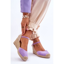FJ1 Velúr Espadrilles Wedge Sandals Purple Cammer ibolya 2