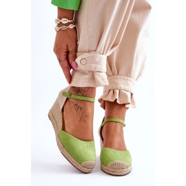 Velúr Espadrilles Wedge Sandals Green Cammer zöld 2