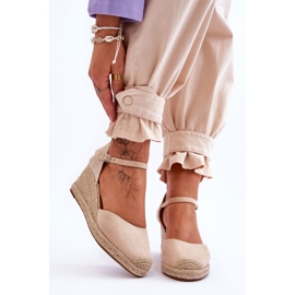 Velúr Espadrilles Wedge Sandals Bézs Cammer barna 1