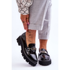 FJ1 Lakkozott mokaszinok Black Glory platformdíszítéssel fekete 1