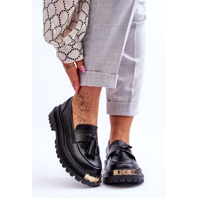 Lonisa Klasszikus Loafers Bojtokkal Fekete Lonisa 1