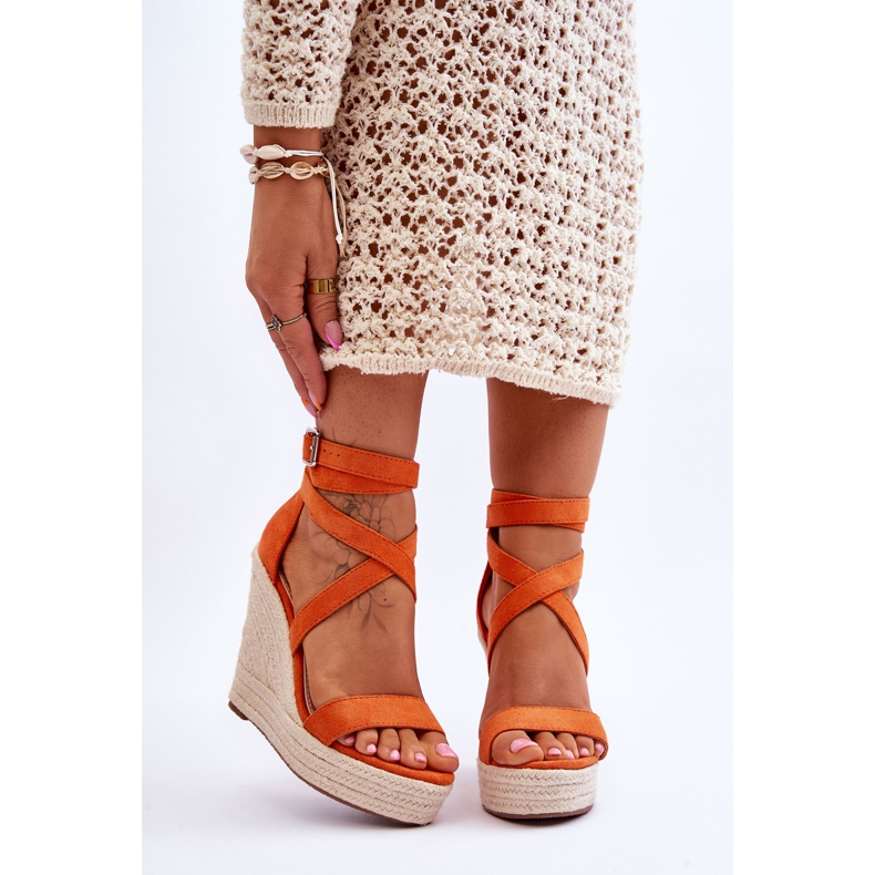FJ1 Kényelmes narancssárga Lemira High Wedge szandál 1