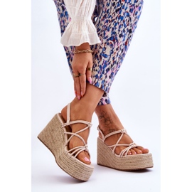 Nessia Divatos ékszandál, fonott bézs színű barna 2
