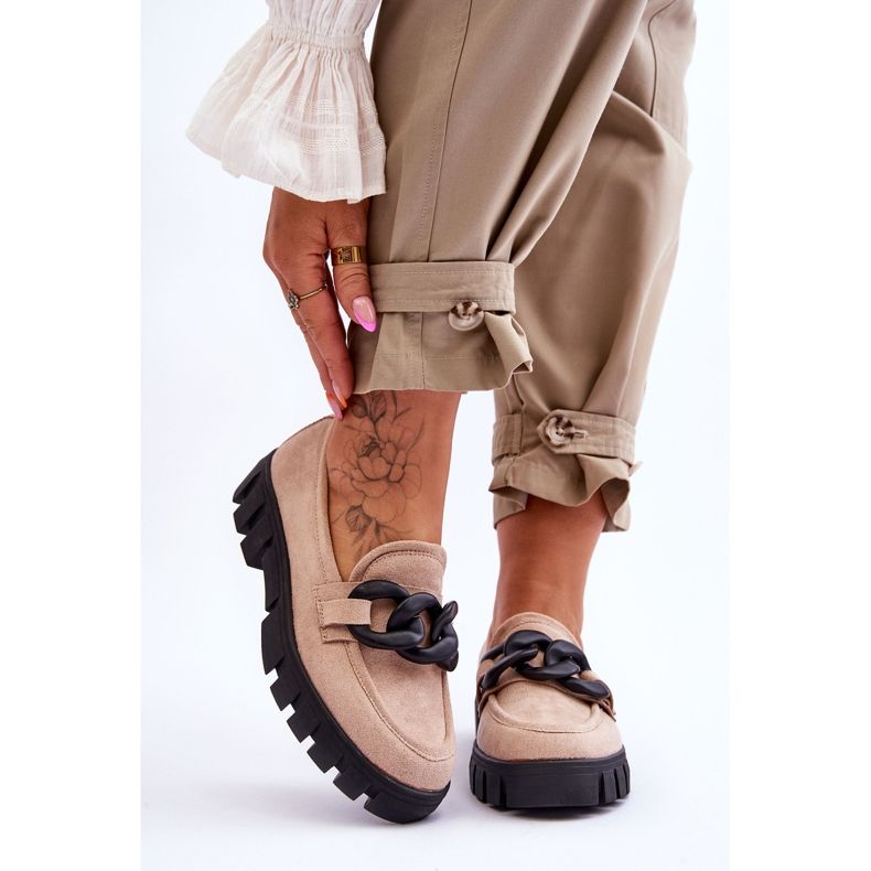 Vinceza Női Velúr Platform Loafers Bézs Bennett fekete 1