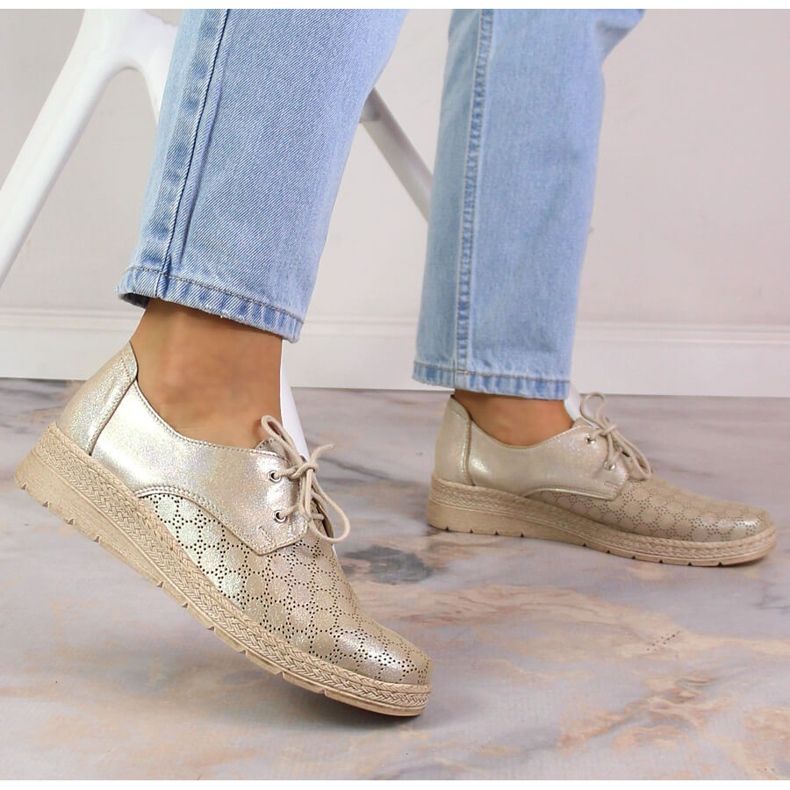 Bőr kényelmes női cipő arany Helios 401 aranysárga 2 Bőr kényelmes női cipő arany Helios 401 aranysárga 2