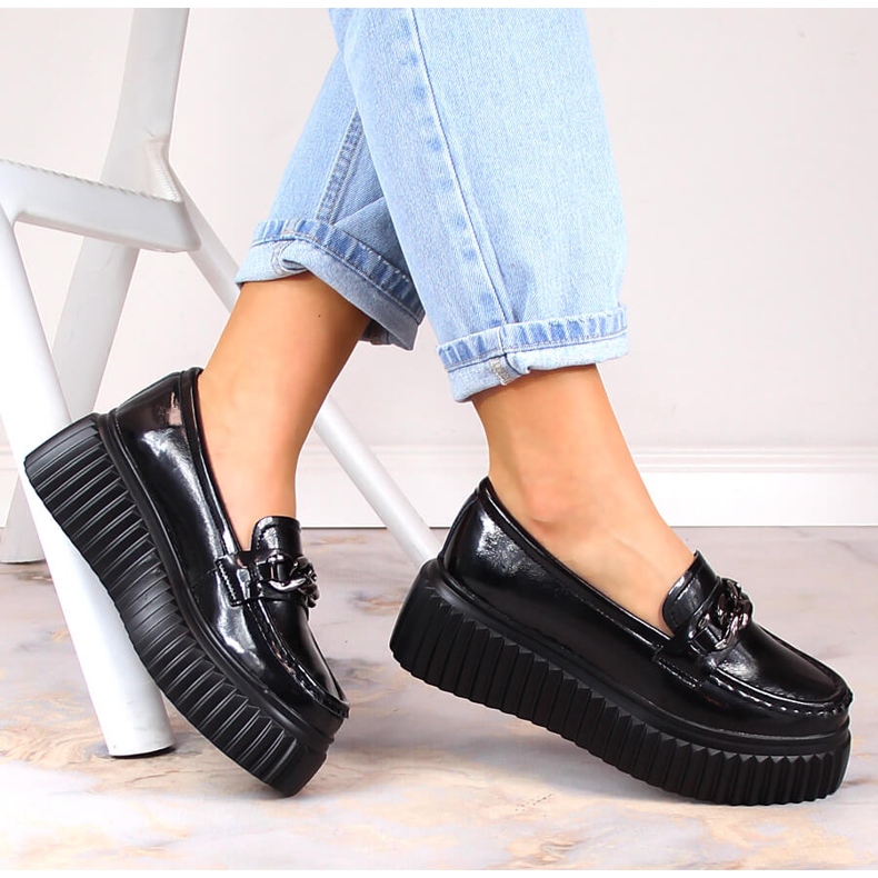 Filippo DP4450 fekete bőr mokaszinok a platformon 1