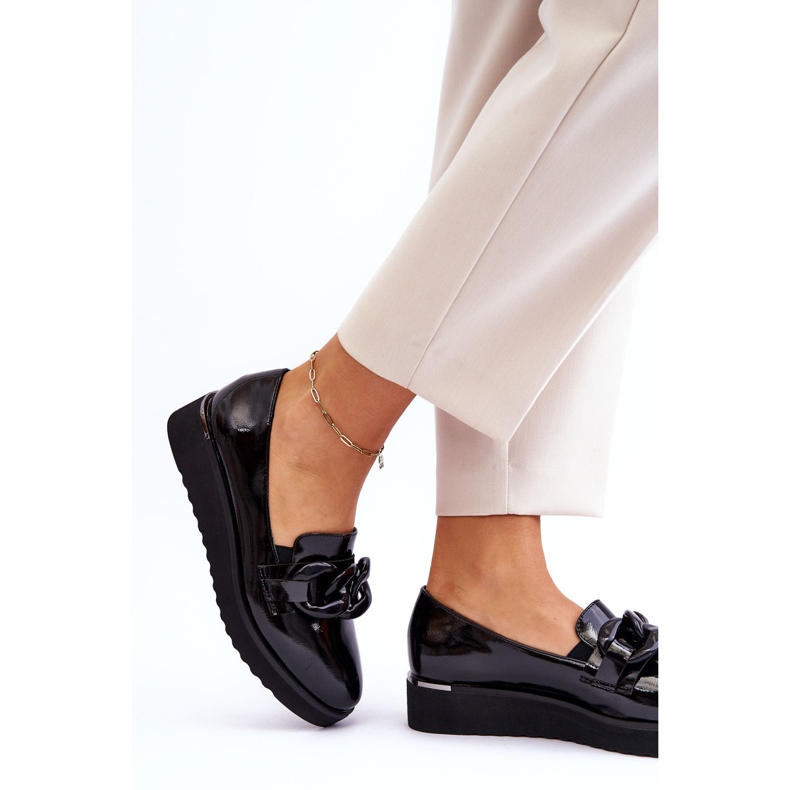 Vinceza Lakkozott Wedge Loafers Fekete Semma 2