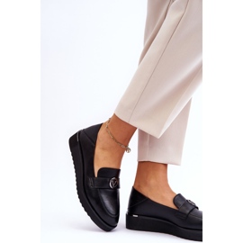 Vinceza Női, alacsony ék alakú bőrcipő fekete Synthia 2