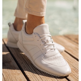 Marco Shoes Fehér szemcsés bőr tornacipő 1