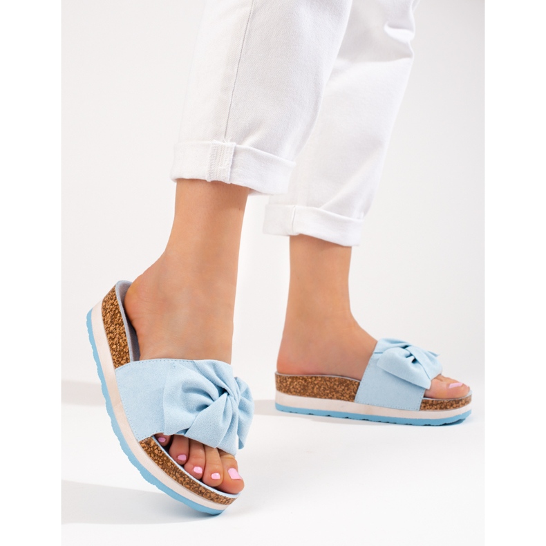 Női velúr platformpapucs Vinceza kék 1