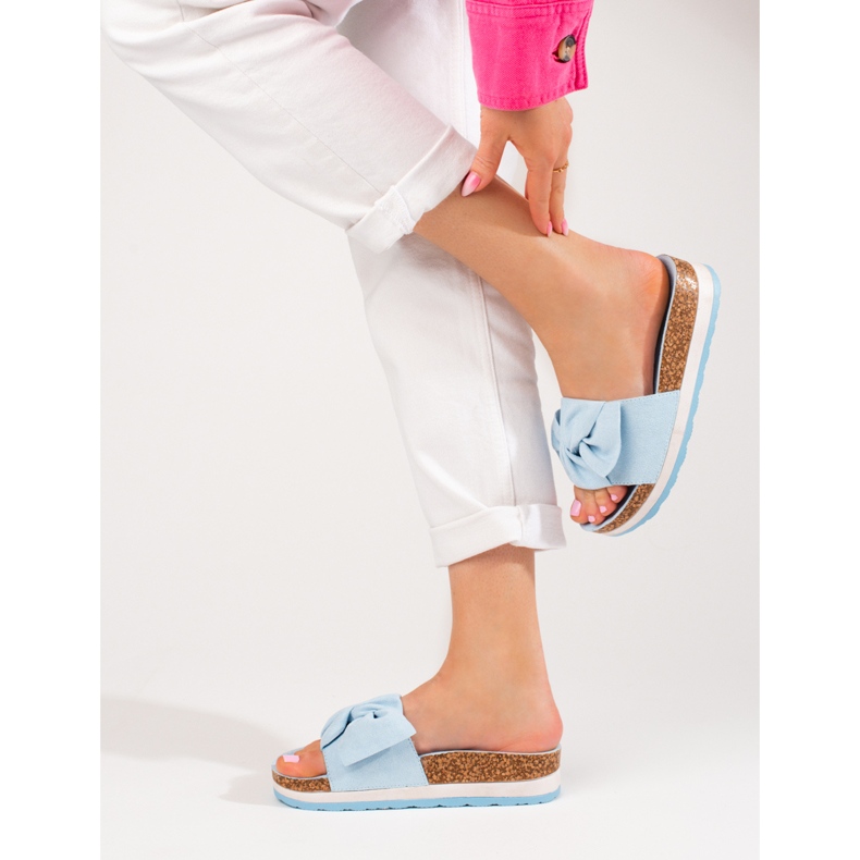 Női velúr platformpapucs Vinceza kék 2