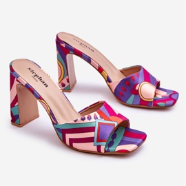 FS1 Női mintás sarkú papucs Lila Adelise ibolya sokszínű 1