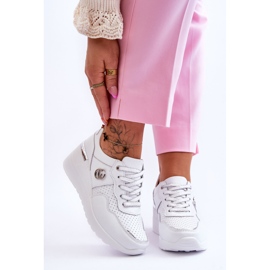 S.Barski Női Bőr Wedge Sportcipő Fehér-Ezüst Rebeca 1