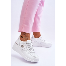 S.Barski Női Bőr Wedge Sportcipő Fehér-Ezüst Rebeca 2