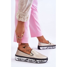 S.Barski Női bebújós bőr tornacipő Arany Ottavia aranysárga 2