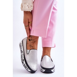 S.Barski Női bebújós bőr tornacipő ezüst Ottavia 1