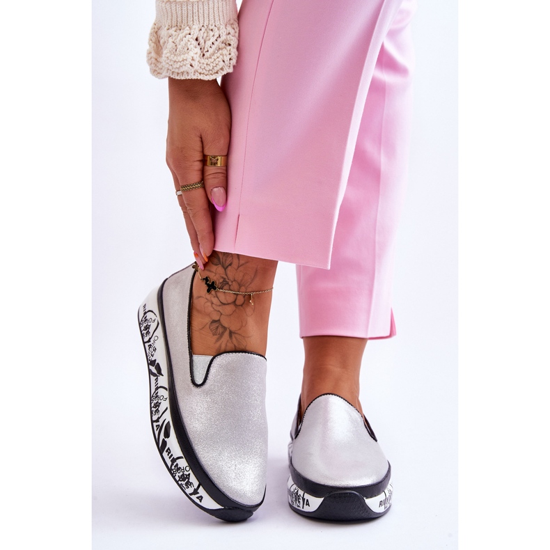 S.Barski Női bebújós bőr tornacipő ezüst Ottavia 1