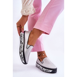 S.Barski Női bebújós bőr tornacipő ezüst Ottavia 2