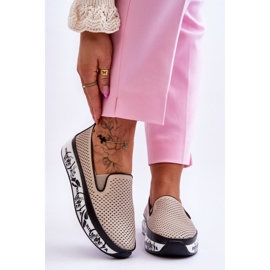 S.Barski Női áttört bőr tornacipő Slip-On bézs Sorito 1 S.Barski Női áttört bőr tornacipő Slip-On bézs Sorito 1