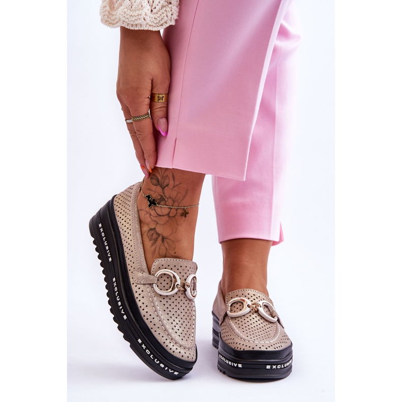 S.Barski Klasszikus áttört bőrcipők arany rendy díszítéssel aranysárga 1 S.Barski Klasszikus áttört bőrcipők arany rendy díszítéssel aranysárga 1