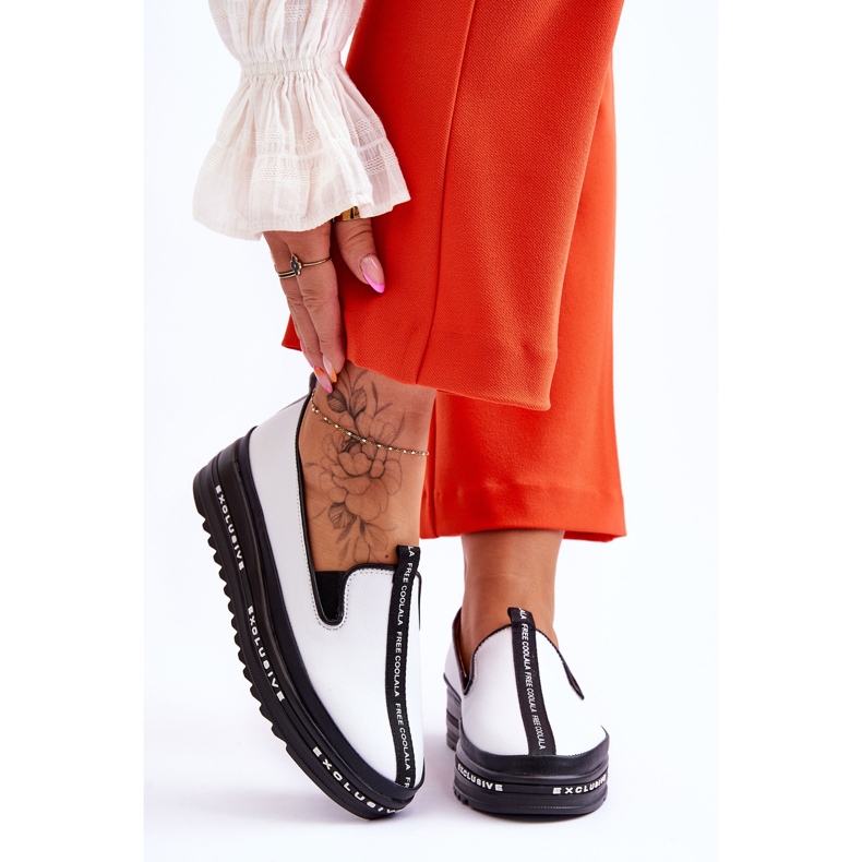 S.Barski Női felbújós bőr tornacipő, fehér Nathalie 1