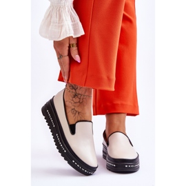 S.Barski Madeline Bézs Bőr Platform Slip-On Sneakers 1