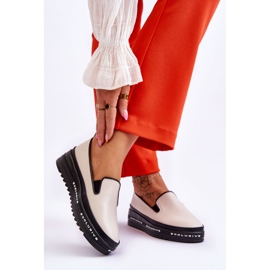 S.Barski Madeline Bézs Bőr Platform Slip-On Sneakers 2