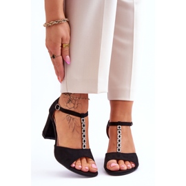 S.Barski Női velúr szandál a sarkon, fekete Florines 1