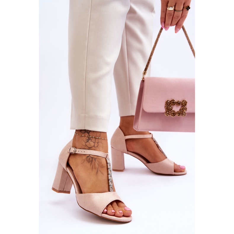 S.Barski Női Velúr Sarkú szandál Bézs Florines 2