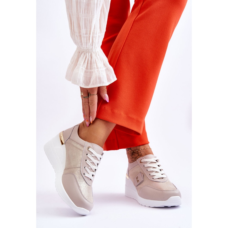 S.Barski Női bőr ék alakú tornacipő Arany Beatris aranysárga 2