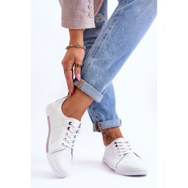 S.Barski Női áttört bőr tornacipő, fehér Ferone 2