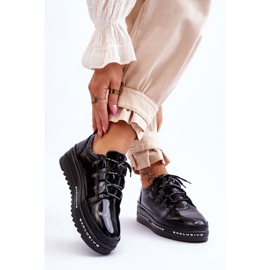 S.Barski Fekete Chantal lakkbőr tornacipő 2