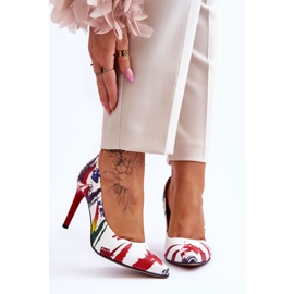 Lewski Shoes Divatos bőr magassarkú Leski cipő 2659 fehér és piros 1