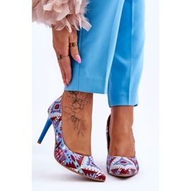 Lewski Shoes Divatos bőr magassarkú Leski cipő 2659 kék-piros sokszínű 1