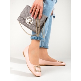 Női patentos négyzetujjú balerina Shelovet rózsaszín 1