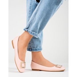 Női patentos négyzetujjú balerina Shelovet rózsaszín 2