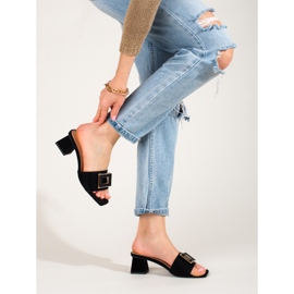 Női szövet csúszdák alacsony sarkú Shelovet fekete 2