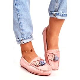 Női velúr mokaszin rojtokkal 20PB35-2003 rózsaszín 1