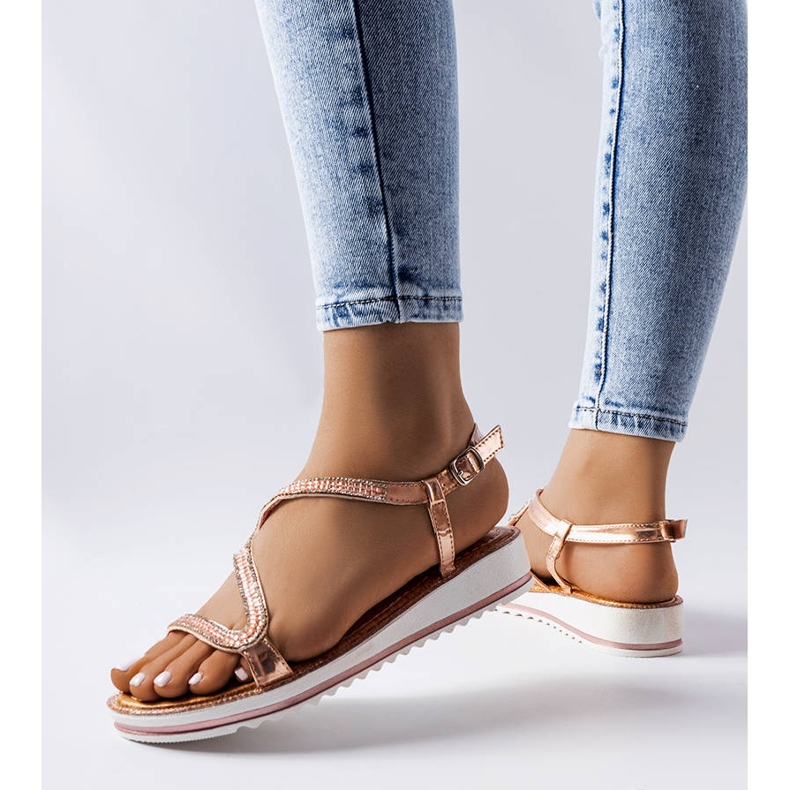 Orville strasszokkal díszített rózsaszín szandál 1