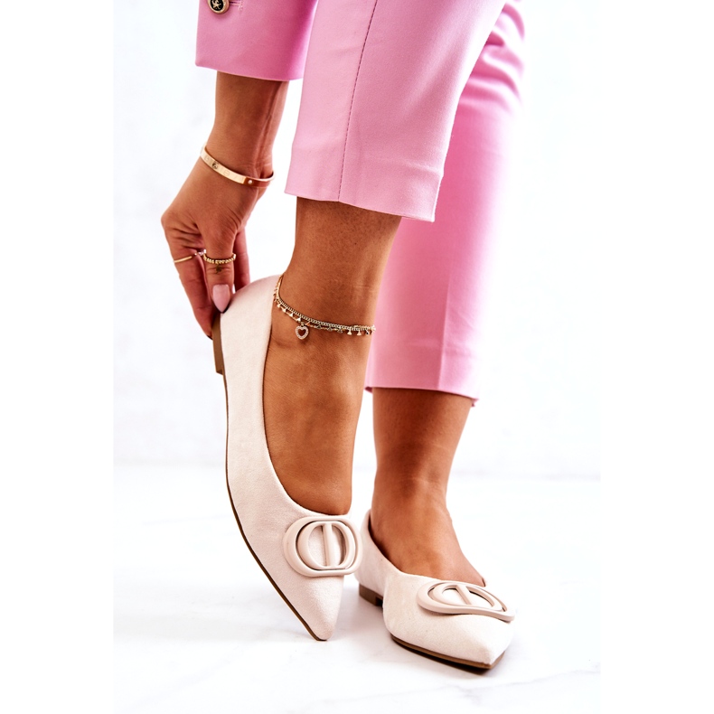 Női velúr ballerinák könnyű koldussal bézs 2 Női velúr ballerinák könnyű koldussal bézs 2