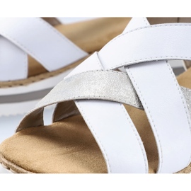 Bőr kényelmes női ékszandál fehér Rieker V0279-80 1