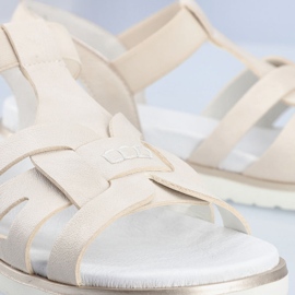 Kényelmes női felbújós szandál elasztikus ekrü Rieker V5052-80-al bézs 1