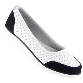 Női áttört fehér bőr balerinák Filippo DP4524 1