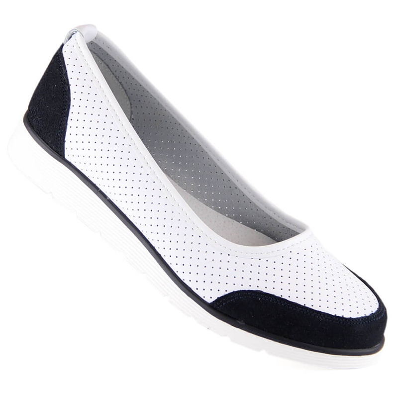 Női áttört fehér bőr balerinák Filippo DP4524 1