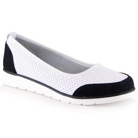Női áttört fehér bőr balerinák Filippo DP4524 2