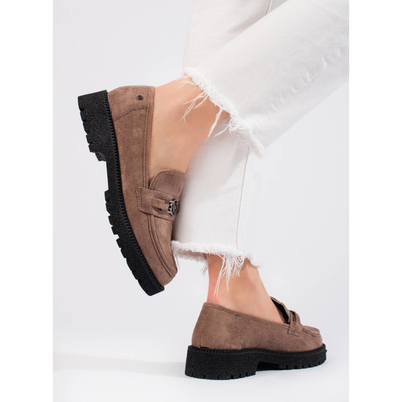 W. Potocki Női velúr cipők Potocki sötétbézs 2