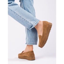 W. Potocki Felcsúsztatható bézs velúr mokaszinok vastag talppal a Potockitól 2